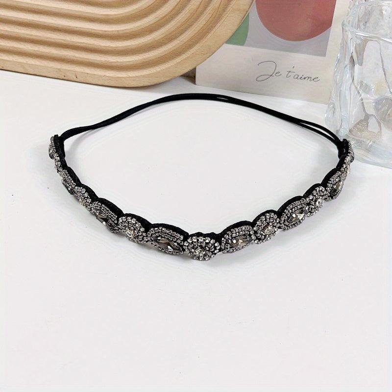 Vintage Bridal Headwear Beaded Hair Band Crystal Rhinestone Head Jewelry
