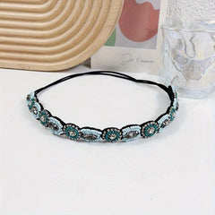 Vintage Bridal Headwear Beaded Hair Band Crystal Rhinestone Head Jewelry