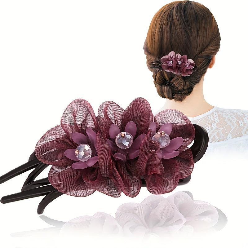 Duck Billed Mesh Flower Hair Claw for Women Girls Hair Clip