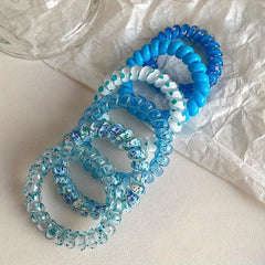 6pcs Spiral Hair Tie Gradient Elastic Hair Bands Ponytail Holder