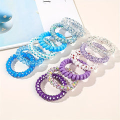 6pcs Spiral Hair Tie Gradient Elastic Hair Bands Ponytail Holder