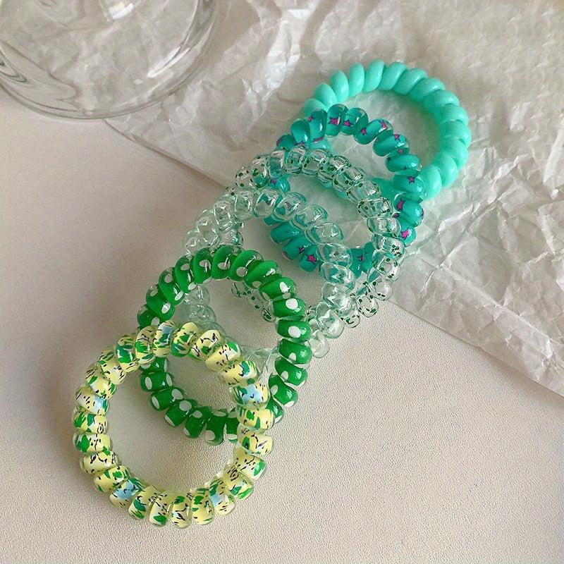 6pcs Spiral Hair Tie Gradient Elastic Hair Bands Ponytail Holder