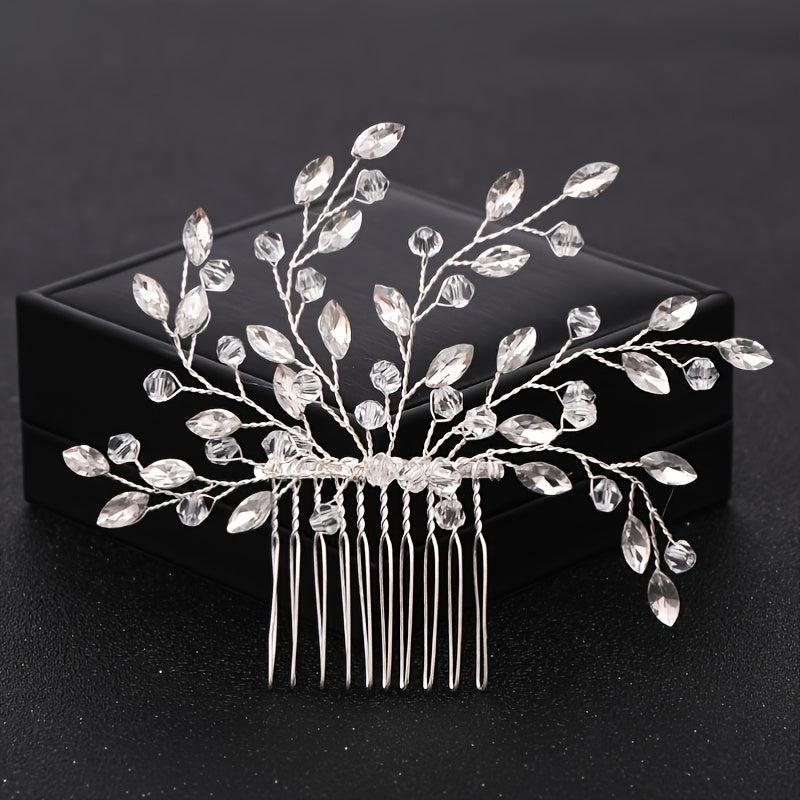 Perpetual Bride Wedding Hair Comb Alloy Crystal Side Comb Hair Accessories