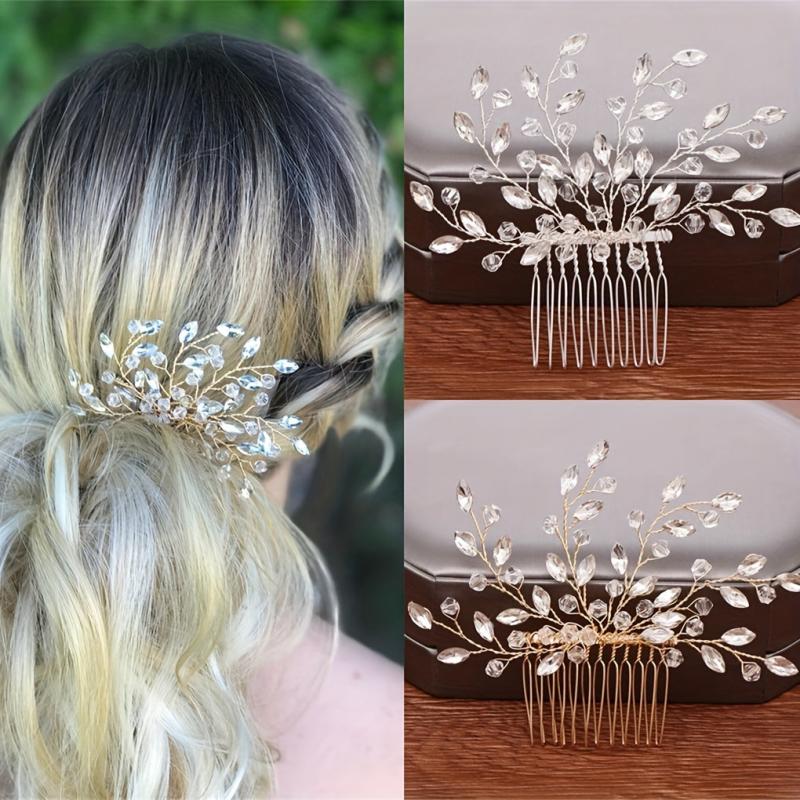 Perpetual Bride Wedding Hair Comb Alloy Crystal Side Comb Hair Accessories