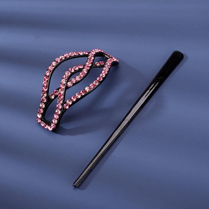 Rhinestone Hair Slide Stick Hair Clip Bun Holder