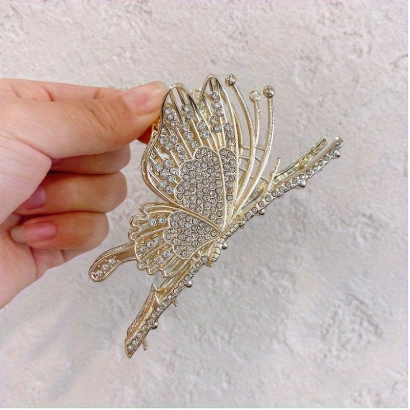 Rhinestone Butterfly Hair Claw Pearl Shark Claw Hair Clip Hair Accessories