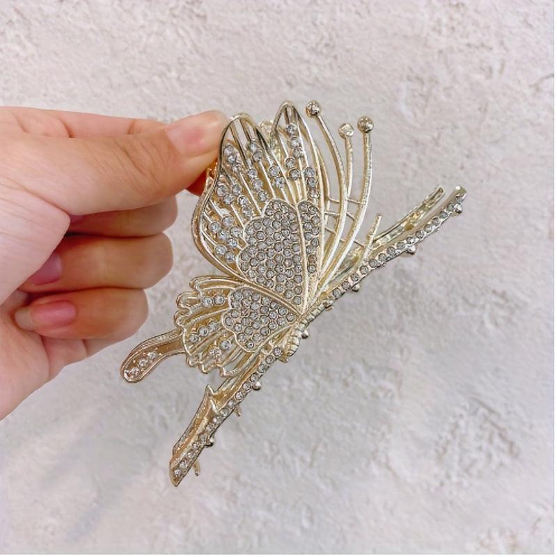 Rhinestone Butterfly Hair Claw Pearl Shark Claw Hair Clip Hair Accessories