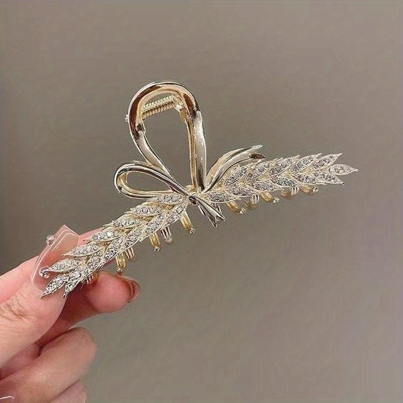 Wheat Shape Hair Claw Rhinestone Ponytail Holder Hair Accessories