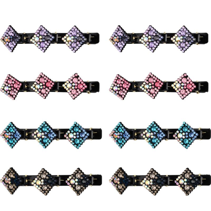 8pcs Rhinestone Hair Clip Vintage Duck Billed Side Bangs Head Jewelry
