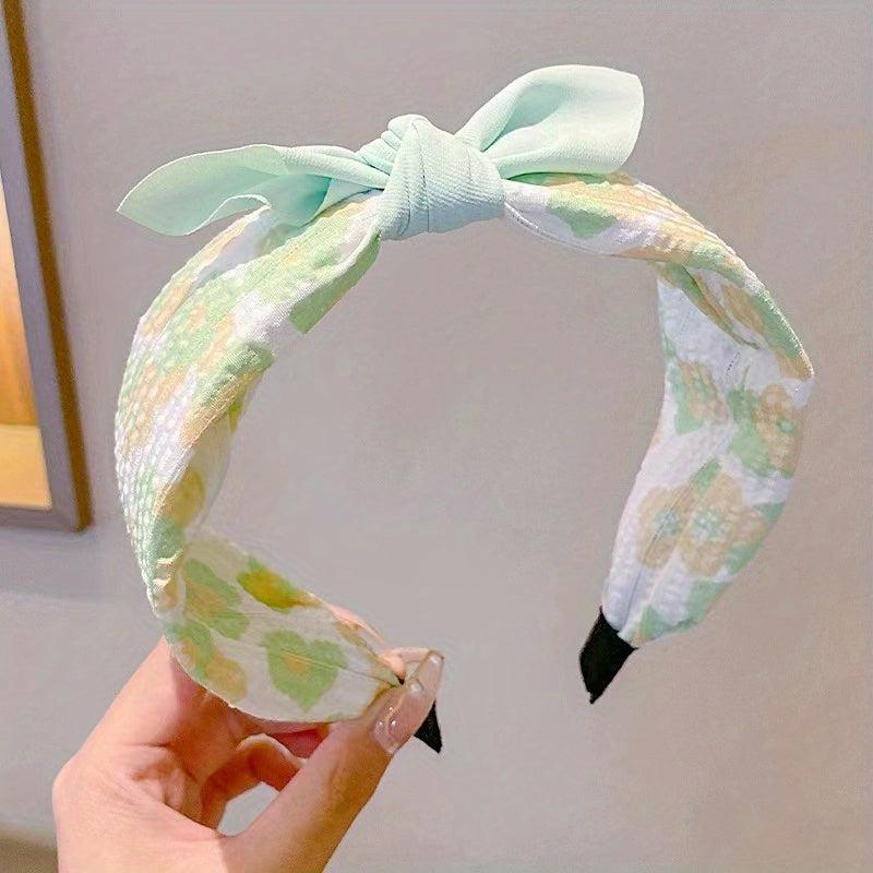 Sweet Floral Print Bow Headband Hair Accessories Women Girls