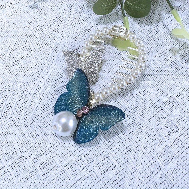 Vintage Butterfly Hair Claw Clip with Faux Pearl
