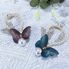 Vintage Butterfly Hair Claw Clip with Faux Pearl