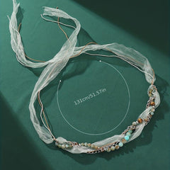 Boho Beaded Headband Lace Ponytail Holder Hair Tie