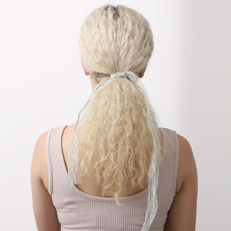 Boho Beaded Headband Lace Ponytail Holder Hair Tie