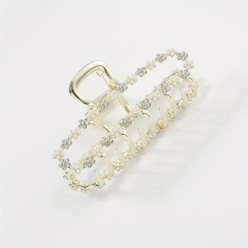 Faux Pearl Rhinestone Hair Claw Ponytail Holder