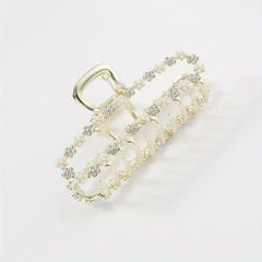 Faux Pearl Rhinestone Hair Claw Ponytail Holder