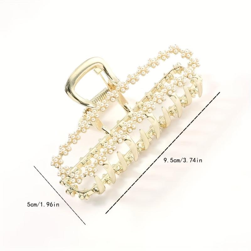 Faux Pearl Rhinestone Hair Claw Ponytail Holder