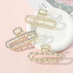 Faux Pearl Rhinestone Hair Claw Ponytail Holder