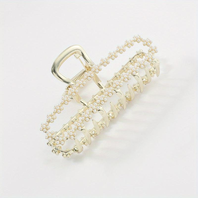 Faux Pearl Rhinestone Hair Claw Ponytail Holder