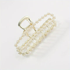 Faux Pearl Rhinestone Hair Claw Ponytail Holder