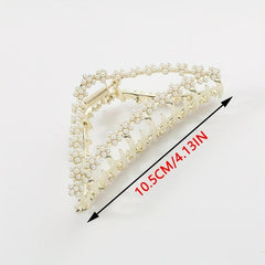 Triangle Shape Hair Claw Faux Pearl Rhinestone Ponytail Holder