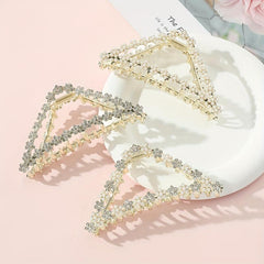 Triangle Shape Hair Claw Faux Pearl Rhinestone Ponytail Holder