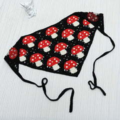 Mushroom Crochet Triangle Scarf Tie Rope Headband Hair Accessories