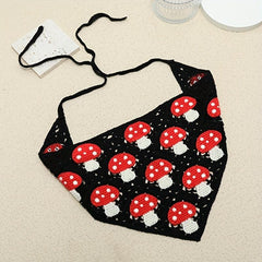 Mushroom Crochet Triangle Scarf Tie Rope Headband Hair Accessories