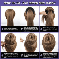Hair Bun Shaper Set with 20 Hair Nets, 4 Donut Bun Makers, 5 Elastic Bands