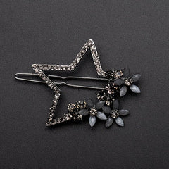 Vintage Rhinestone Star Flower Hair Clip Y2K Barrette Hairpin