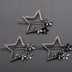 Vintage Rhinestone Star Flower Hair Clip Y2K Barrette Hairpin