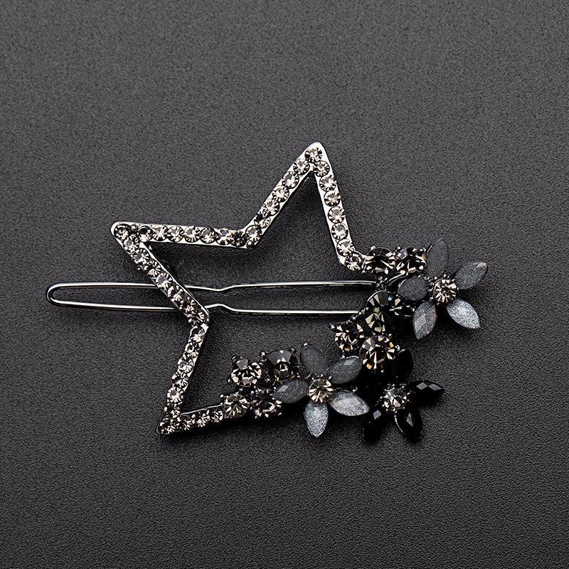 Vintage Rhinestone Star Flower Hair Clip Y2K Barrette Hairpin