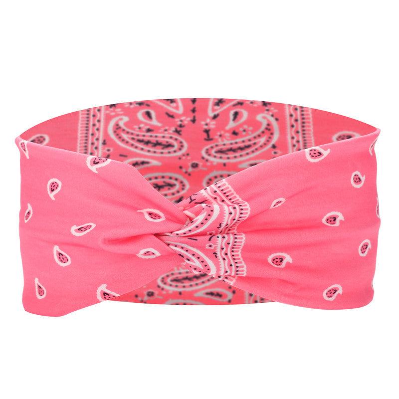 Paisley Print Hair Band Wide Knotted Headband Stretchy Boho Headband