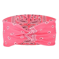 Paisley Print Hair Band Wide Knotted Headband Stretchy Boho Headband