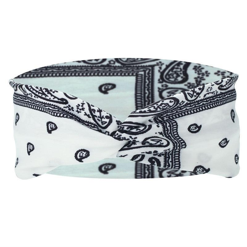 Paisley Print Hair Band Wide Knotted Headband Stretchy Boho Headband