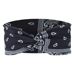 Paisley Print Hair Band Wide Knotted Headband Stretchy Boho Headband