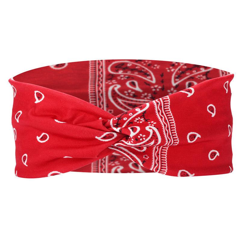Paisley Print Hair Band Wide Knotted Headband Stretchy Boho Headband