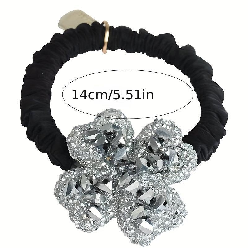 Rhinestone Four Leaf Clover Hair Tie Jewelry Hair Elastic