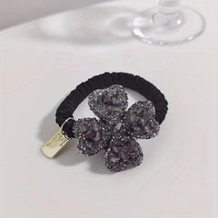 Rhinestone Four Leaf Clover Hair Tie Jewelry Hair Elastic