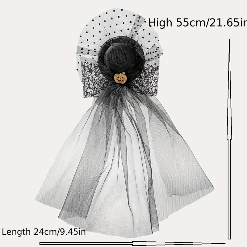 Halloween Pumpkin Decor Head Veil Mesh Lace Hair Accessory