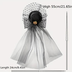 Halloween Pumpkin Decor Head Veil Mesh Lace Hair Accessory
