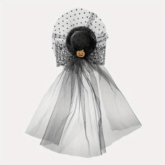 Halloween Pumpkin Decor Head Veil Mesh Lace Hair Accessory