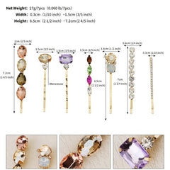 7pcs Rhinestone Hairpin Golden Hair Clip for Girls