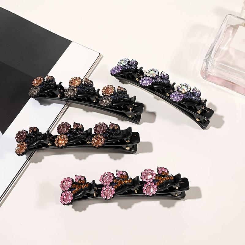 Crystal Stone Flower Hair Clip Braided Hair Accessories