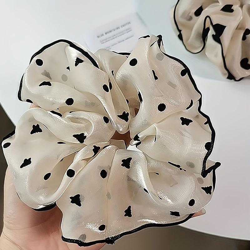 2pcs Polka Dot Decor Scrunchie Mesh Hair Tie Elastic Hair Accessory