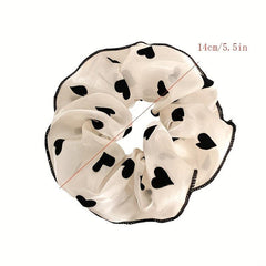 2pcs Polka Dot Decor Scrunchie Mesh Hair Tie Elastic Hair Accessory