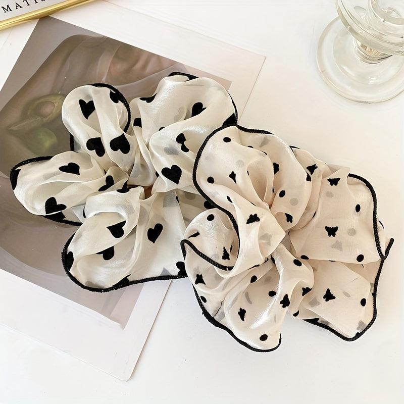 2pcs Polka Dot Decor Scrunchie Mesh Hair Tie Elastic Hair Accessory