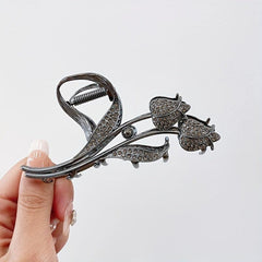 Golden Flower Hair Claw Rhinestone Clip Non-Slip Accessories
