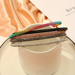 Y2K Rainbow Rhinestone Headband Skinny Hair Band