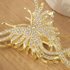 Medium Hair Claw Clip Rhinestone Faux Pearl Decor Barrette for Thin Thick Hair